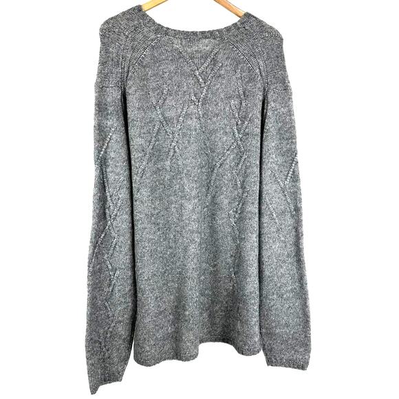 John Varvatos NWT Nolans Crewneck Cable Knit Sweater Moon Shadow XXL Wool Blend - Picture 3 of 8
